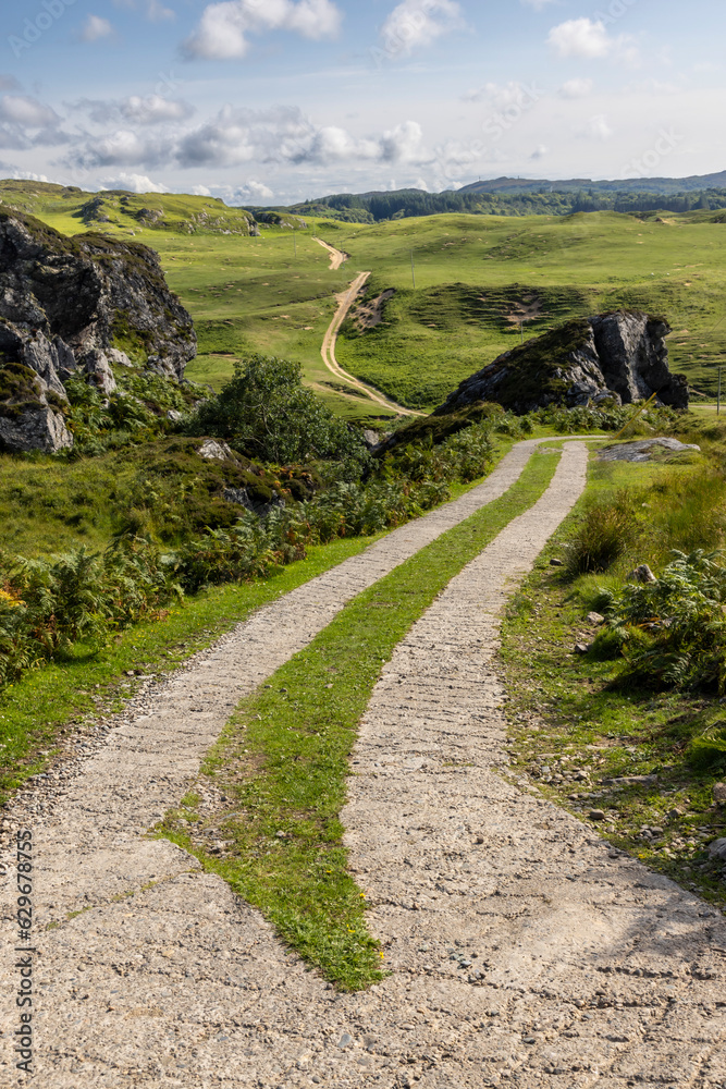 single road on the isle of Colonsay, Scotland