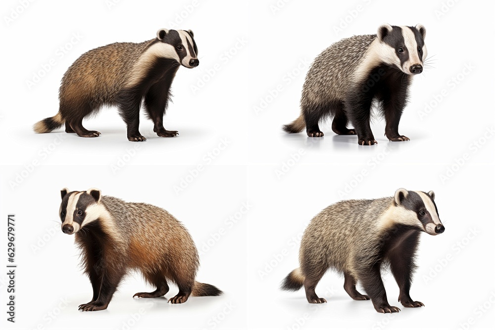 badger set isolated on white background. badger set isolated on white background.