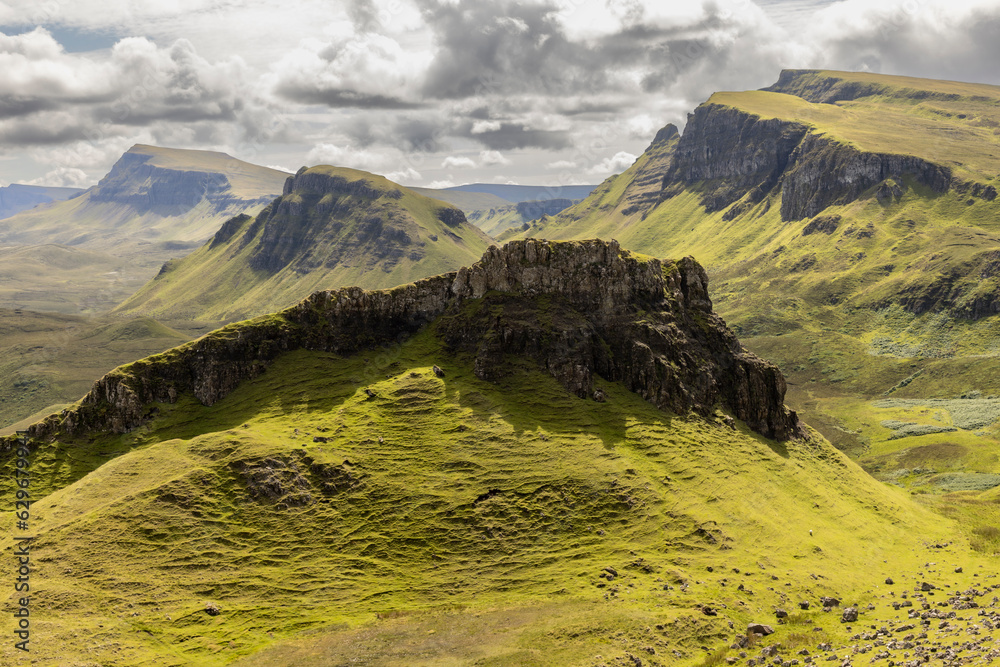The Quiraing is a geological formation on the Scottish Isle of Skye and a hiker's paradise