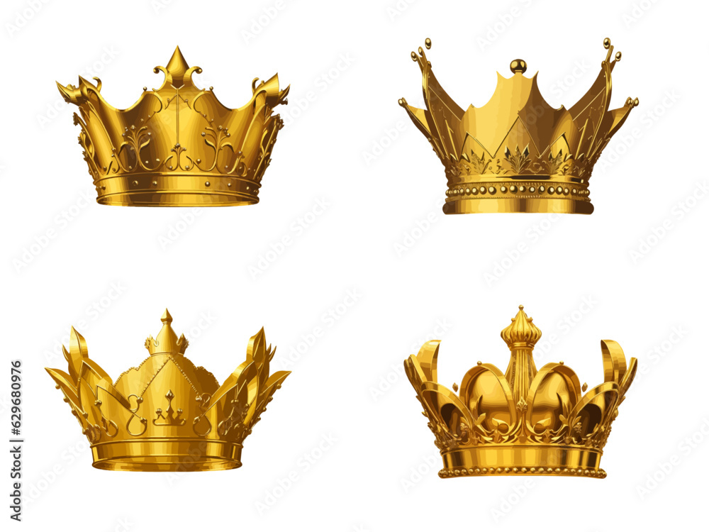 Gold crown isolated on white background - 3d rendering Stock Vector ...