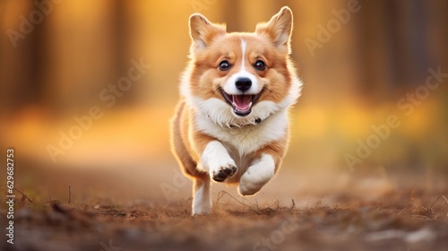 Happy dog leaning out into open car window and stuck out his tongue