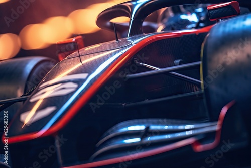 Cinematic formula one car on colorful tones,movie like scene,fast race track concept,pole position photo