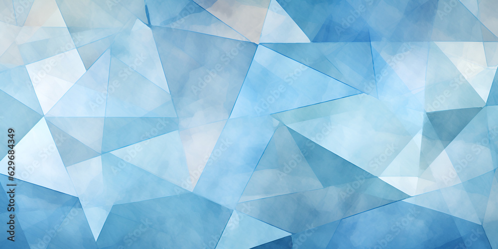 Naklejka premium Geometrical shape blue watercolor abstract background, ai generated