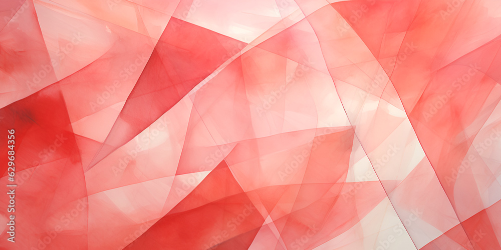 Geometrical shape red watercolor abstract background, ai generated