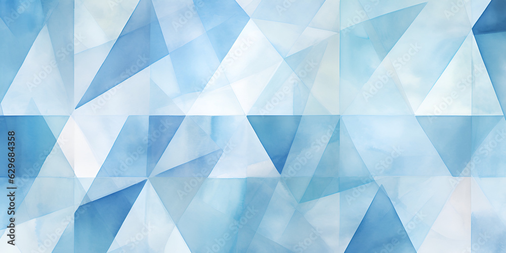 Obraz premium Geometrical shape blue watercolor abstract background, ai generated