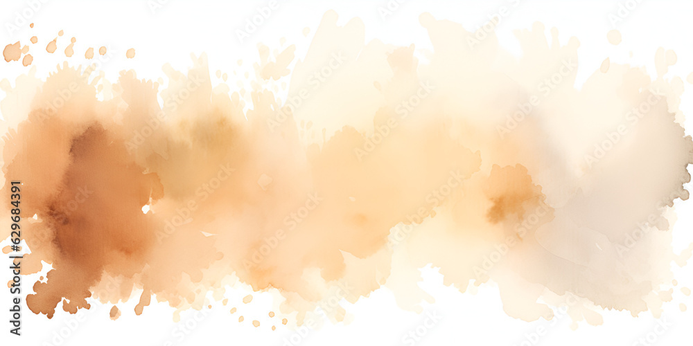 Beige watercolor abstract spot on white background, ai generated