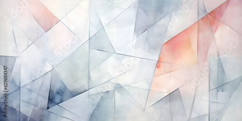 Geometrical shape grey watercolor abstract background, ai generated