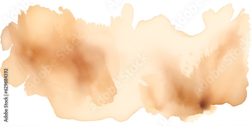 Beige watercolor abstract spot on white background, ai generated