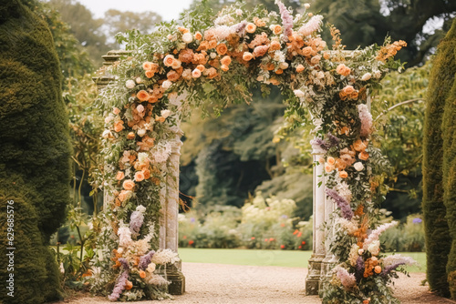 Floral decoration, wedding decor and autumn holiday celebration, autumnal flowers and event decorations in the English countryside garden, country style