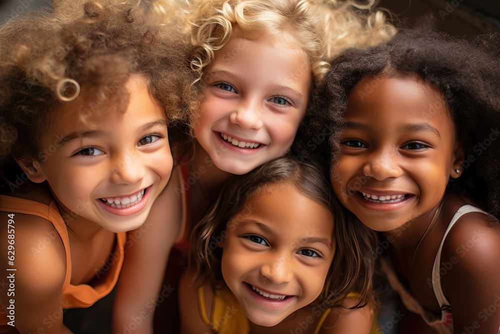 Group of diverse cheerful fun happy multiethnic children outdoors Group of diverse cheerful fun happy multiethnic children outdoors