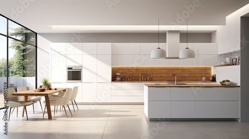 modern contemporary kitchen room interior white  generative ai