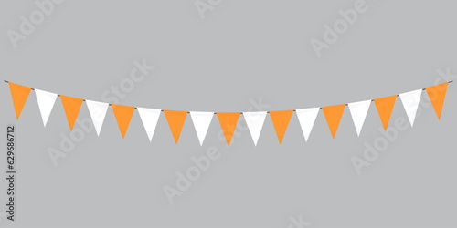 Colorful party flags isolated. indian tricolor paper bunting. flagsbirthday, anniversary, celebrate event, festival greeting card background