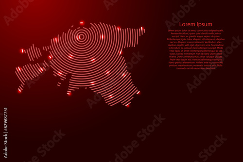 Estonia map from futuristic concentric red circles and glowing stars for banner, poster, greeting card