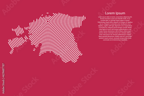 Estonia map country from white futuristic concentric circles on red viva magenta background
