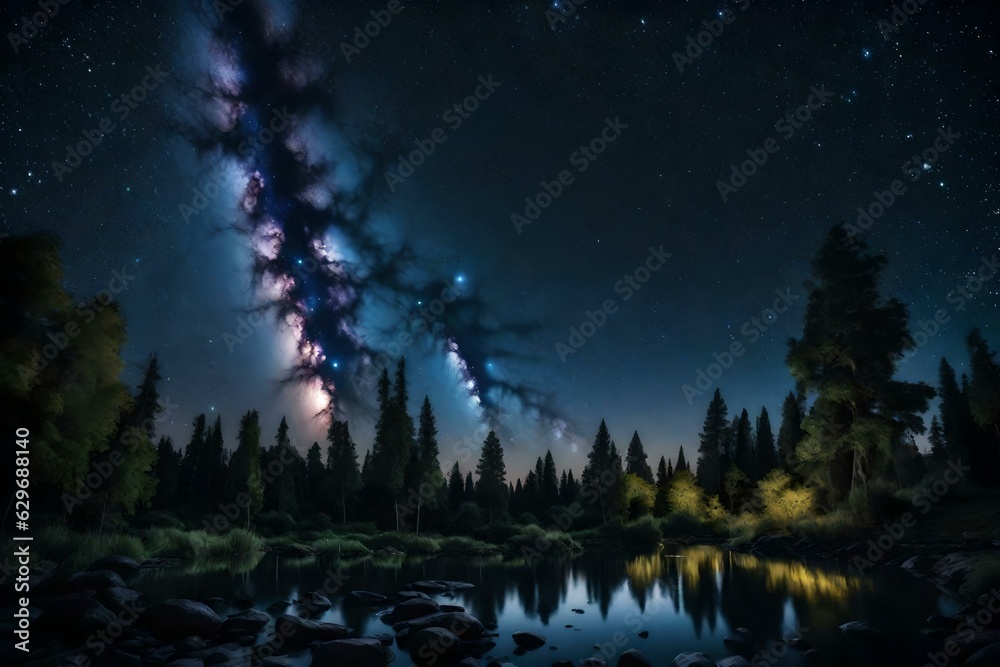 Fototapeta premium night landscape with stars