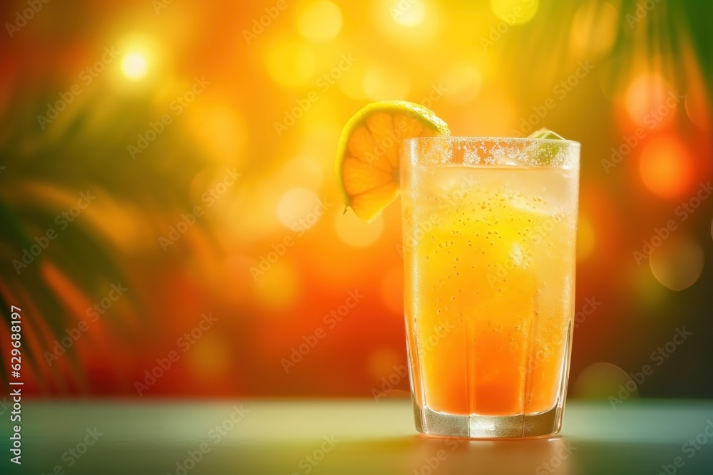 Fresh juice cocktail on the table against summer background Fresh juice cocktail on the table against summer background