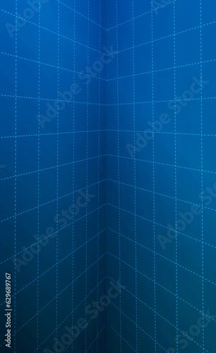 Vertical abstract Illusion walls concept background wallpaper. Modern blue perspective walls  smartphone screen backdrop