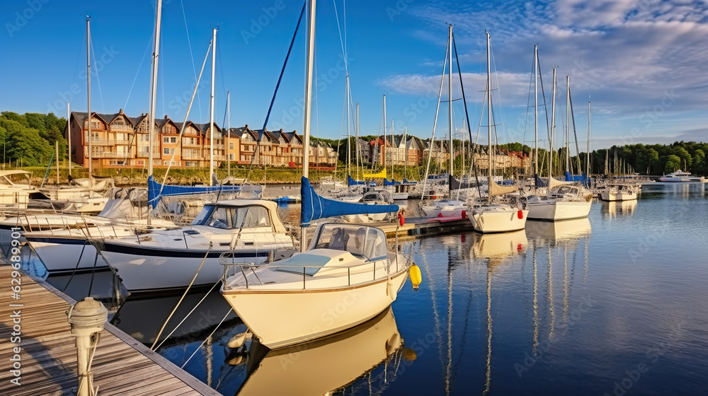 Baltic sea marina with yachts in the summer