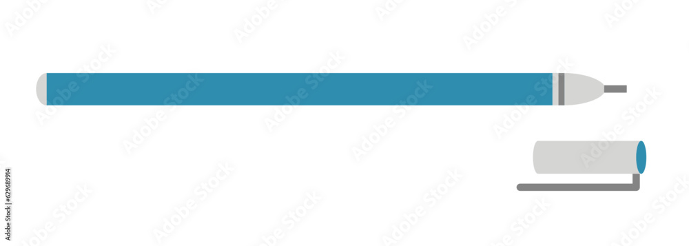 Ballpoint or gel pen with cap, cartoon style. Writing or drawing instrument. Trendy modern vector illustration isolated on white background, hand drawn, flat design Ballpoint or gel pen with cap, cartoon style. Writing or drawing instrument. Trendy modern vector illustration isolated on white background, hand drawn, flat design