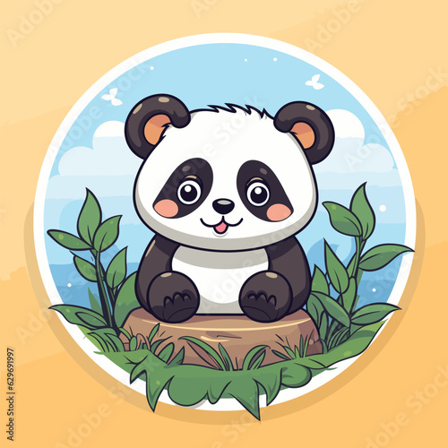 Panda. Panda hand-drawn comic illustration. Cute vector doodle style cartoon illustration.