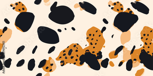 Modern minimalist textured pattern with leopard skin. Fashionable template for design.