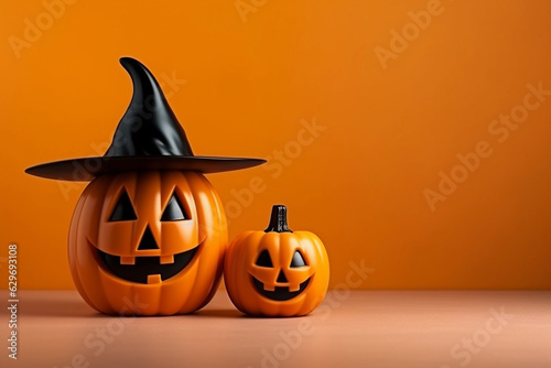 Halloween pumpkin with jack-o-lantern funny faces