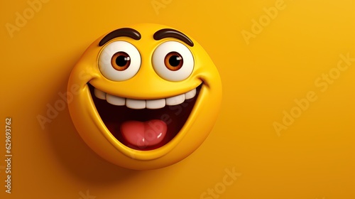 3D laughing emoji on isolated yellow background