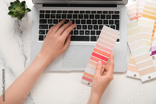 Female hands, color palette...