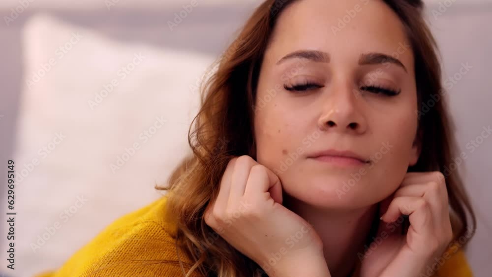 Thoughtful girl - close up shot in slow motion Thoughtful girl - close up shot in slow motion