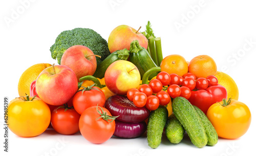 Fototapeta Naklejka Na Ścianę i Meble -  Healthy fruits and vegetables isolated on white
