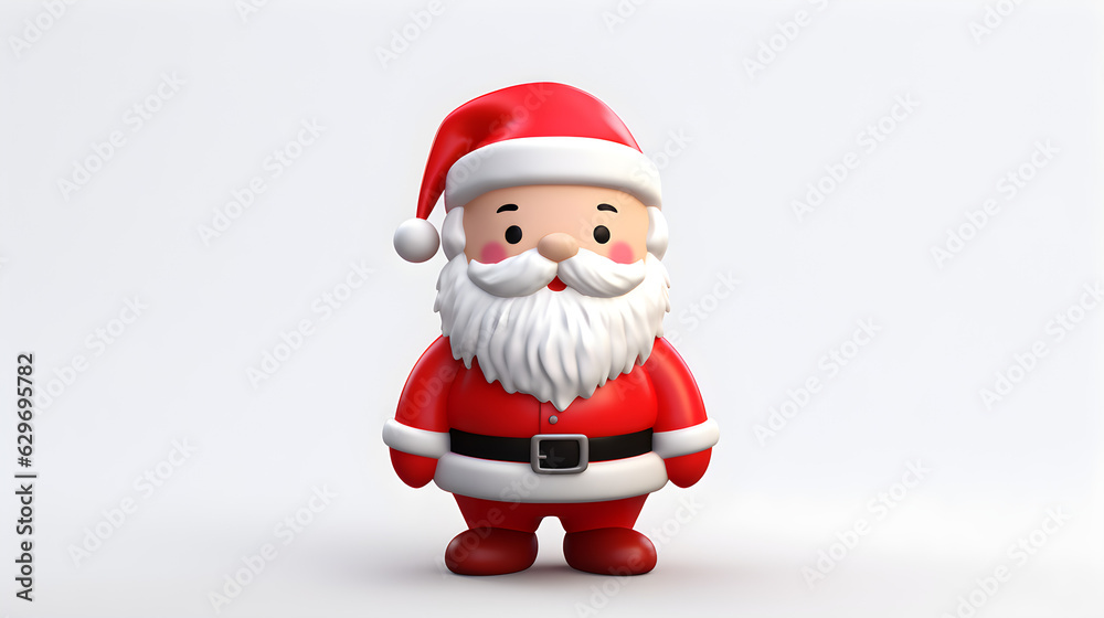 Santa Claus ceramic doll isolated on white back ground, merry christmas and happy new year, old man, cute little santa claus