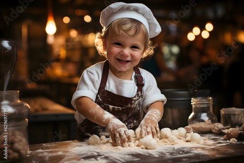 Aspiring Young Baker Kneading Dough