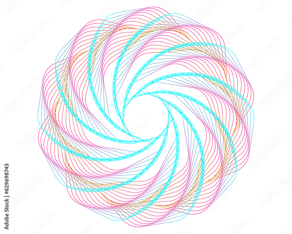 Design elements. Wave of many purple lines circle ring. Abstract vertical wavy stripes on white background isolated. Vector illustration EPS 10. Colorful waves with lines created using Blend Tool Design elements. Wave of many purple lines circle ring. Abstract vertical wavy stripes on white background isolated. Vector illustration EPS 10. Colorful waves with lines created using Blend Tool