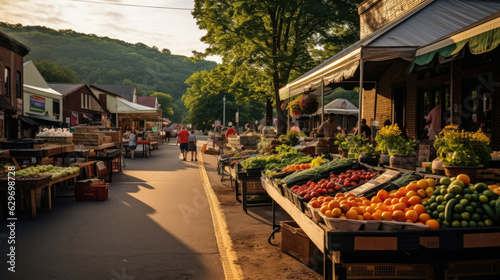 Small farmers market and produce stand, generative AI