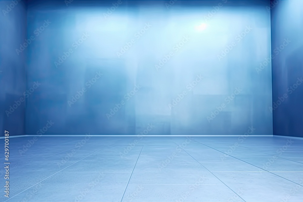 Serene Illumination: Empty Blue Studio Room with Sunlight (Generative AI) Serene Illumination: Empty Blue Studio Room with Sunlight (Generative AI)