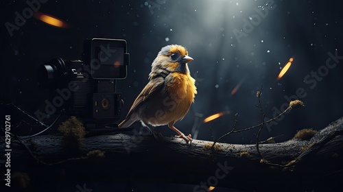 bird on a branch with stars © Pale