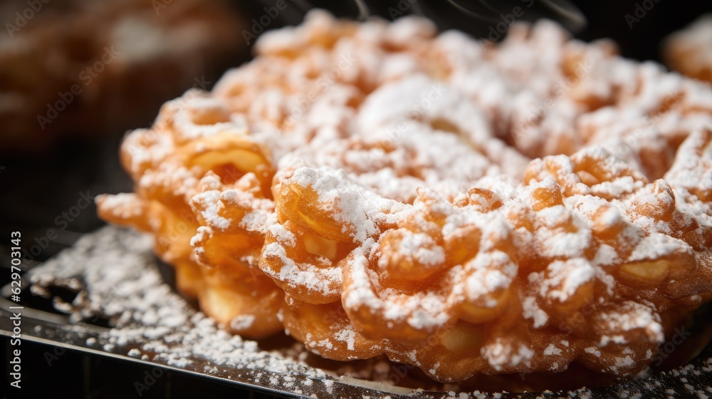 Close up of a Funnel cake in a bakery - food photography