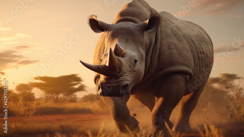 rhino at sunset © Pale