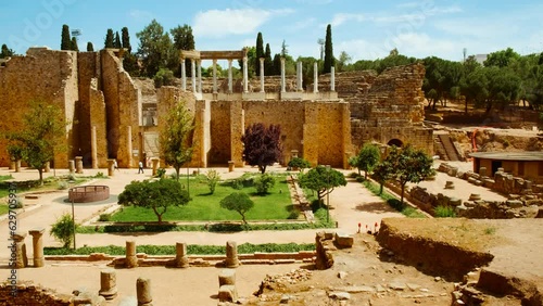 Amphitheatre of Merida, Extremadura, Spain, an impressive Roman relic of 15 BC, whispers tales of ancient gladiatorial drama under the Spanish sun photo
