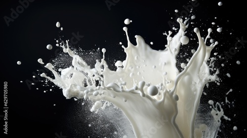 milk splash isolated on black