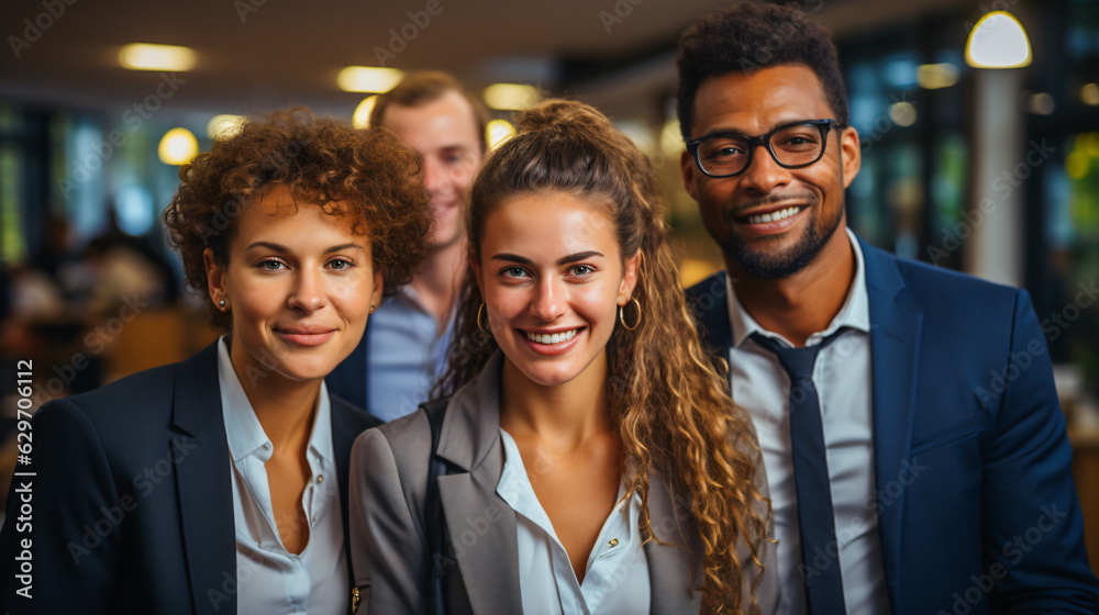 smiling group of business team in a modern office smiling group of business team in a modern office
