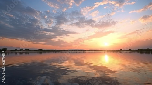 sunset over the river