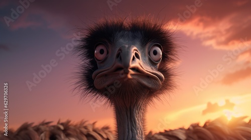 ostrich head in the sun