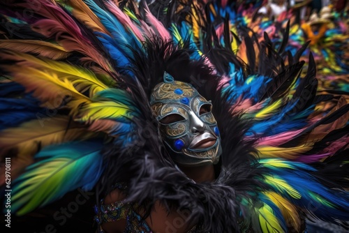 Exuberant revelers celebrate carnival in mesmerizing color and movement., generative IA