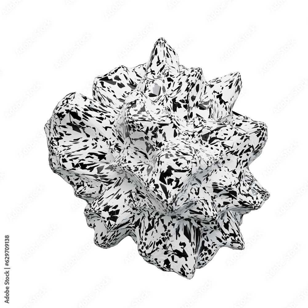 Fototapeta premium 3D Black White Round Abstract Shape. Cut Out.