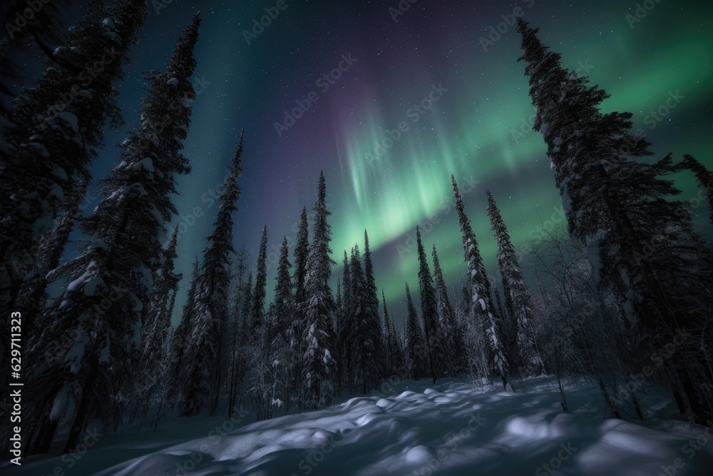 Celestial dance of boreal lights - Aurora magica., generative IA
