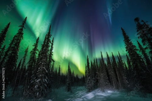 Celestial dance of boreal lights - Aurora magica., generative IA