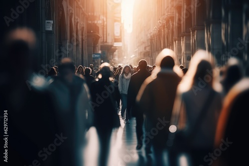Crowd of people walking in the street