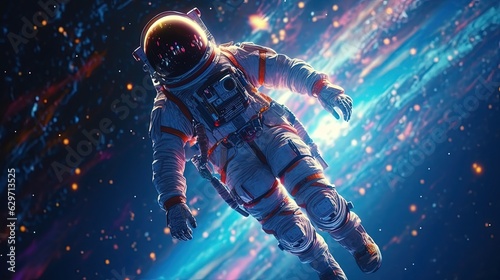 Astronaut in magical space. Generative AI