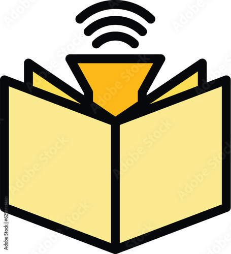 Play audio book icon outline vector. Digital book. School media color flat